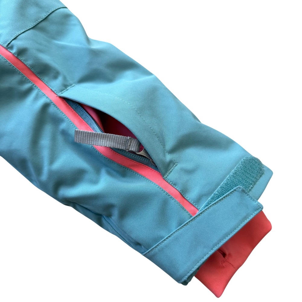 Spyder‎ Kids Insulated Ski Snowboard Jacket Teal Pink Hooded Winer Size 18 XS/S - Picture 7 of 14